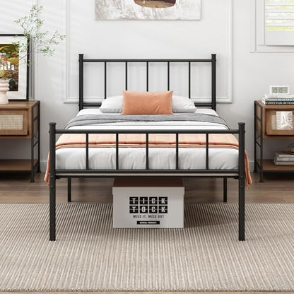 DIIYIV Twin Metal Bed Frame,Steel Slat Support,Noise Free,Easy Assembly | Twin Size Bed,Mattress Foundation,Underbed Storage,No Box Spring Needed - size: Twin