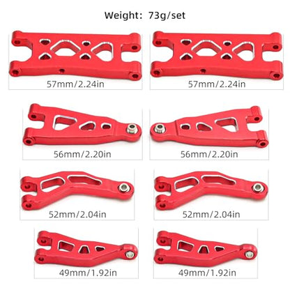 Front and Rear Suspension Arms Set ARA330839 ARA330840 Aluminum Alloy for Arrma Mojave Grom Mega 380 Desert Truck Upgrade Parts (Red)