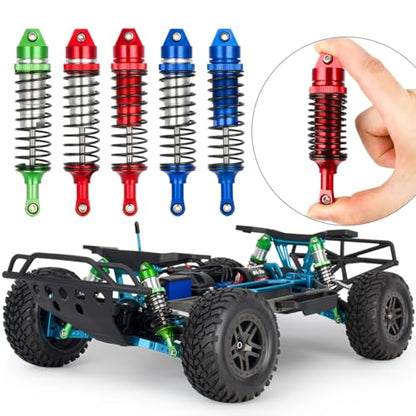 4Pcs Metal Oil Shocks for Traxxas 1/10 Slash Rustler Stampede Hoss 4x4 VXL | Aluminum oil-filled shocks.Smooth damping,adjustable height,durable.Direct replacement 5862,RC Upgrades Parts.