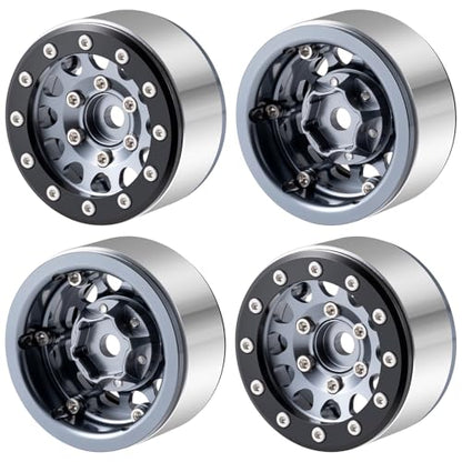 Aluminium 1.55" RC Beadlock Wheel Hub Rims for AXIAL UTB18 D90 TF2 CC01 AX90069 MST JIMNY 1/10 RC Crawler Trail Truck Car Upgrade Parts (Titanium) - color: Titanium