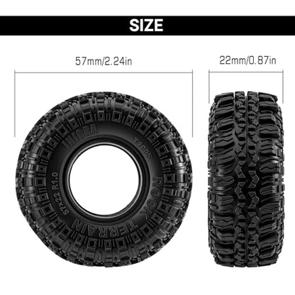 INJORA G2 57*22mm 1.0" Rock Terrain Tires for 1/24 1/18 RC Crawler (T1005)
