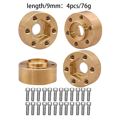 Brass Weights 6mm 9mm 12mm 15mm 22mm Wheel Hex Hub Widen Adapter for 1/10 RC Crawler 1.9 2.2 Wheels Rims SCX10 TRX4 (9mm), Black - size: 9mm