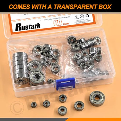 60Pcs 6 Sizes Carbon Steel Ball Bearing Deep Groove Ball Bearing Double Shielded Bearings Deep Groove Bearings for Furniture Wheels Skateboards Scooters
