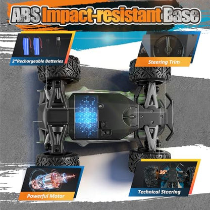 Remote Control Car for Kids, All-Terrain Remote Control Truck for Boys, Rechargeable Rc Truck, 1:20, 20KM/H, 2.4GHZ, Speed Friendly, Sturdy, Ideal Gift for Christmas, Birthday, Kids, Beginner (Green) - color: Green