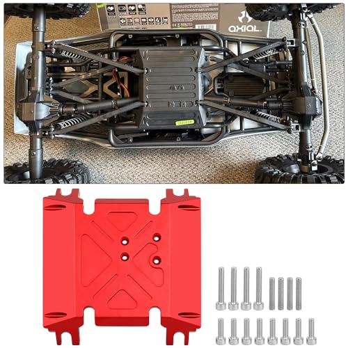 CNC Aluminum Center Gearbox Mount Transmission Skid Plate for Axial Wraith 90018 1/10 RC Crawler Upgrade Part (red) - color: Red