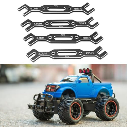 Yosoo Health Gear RC Ball Tie Rod Adjustment Wrench Set, 4PCS Aluminium Alloy Turnbuckle Nut Tool 3.0-6.0mm Sizes, for Car Crawler Drone Boat Repair (Black) - color: Black