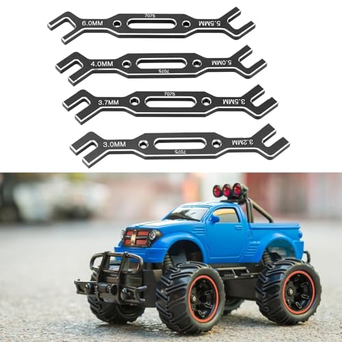 Yosoo Health Gear RC Ball Tie Rod Adjustment Wrench Set, 4PCS Aluminium Alloy Turnbuckle Nut Tool 3.0-6.0mm Sizes, for Car Crawler Drone Boat Repair (Black) - color: Black