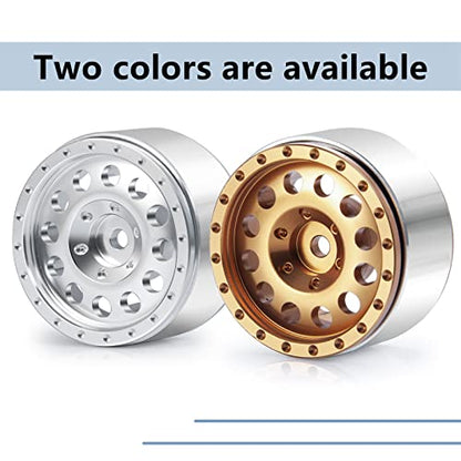 MORLORDY RC Aluminum Alloy 1.0 Beadlock Wheels Rims 4PCS Metal Wheel Hub Set for 1/24 RC Crawler Car SCX24 Wheels Upgrades Accessories - Silver