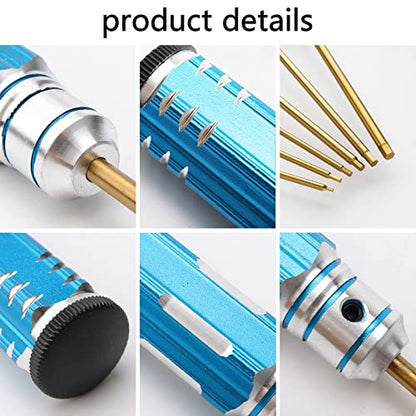 8pcs RC Hex Screw Driver Set & Cross Wrench & 17mm Nut Driver, 0.9mm 1.3mm 1.5mm 2.0mm 2.5mm 3.0mm Titanium Hexagon Screwdrivers Tool for RC Car Quadcopter Multi-Axis FPV Racing Drone, Blue