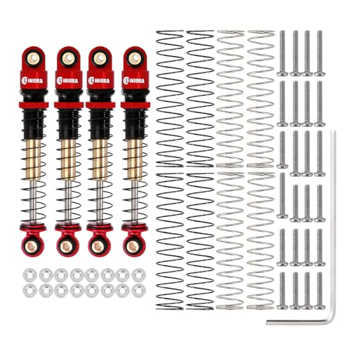 INJORA 43mm Aluminum Threaded Shocks Absorber Damper for 1/24 SCX24 (Red) - color: Red
