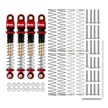 INJORA 43mm Aluminum Threaded Shocks Absorber Damper for 1/24 SCX24 (Red) - color: Red