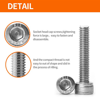 M5 x 8mm 12mm 16mm 20mm 25mm Hex Socket Head Cap Screws Bolts 304 Stainless Steel Allen Hex Drive Metric Machine, Fully Threaded, Assortment Kit 50PCS - size: M5 x 8/12/16/20/25mm (50PCS)