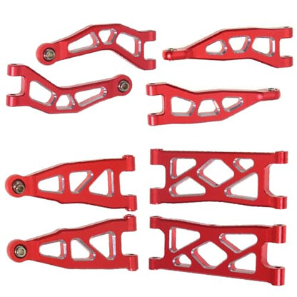 Front and Rear Suspension Arms Set ARA330808 ARA330809 Aluminium Alloy for Arrma 1/18 Granite Grom 1/14 Typhon Grom Upgrade Parts (Red)