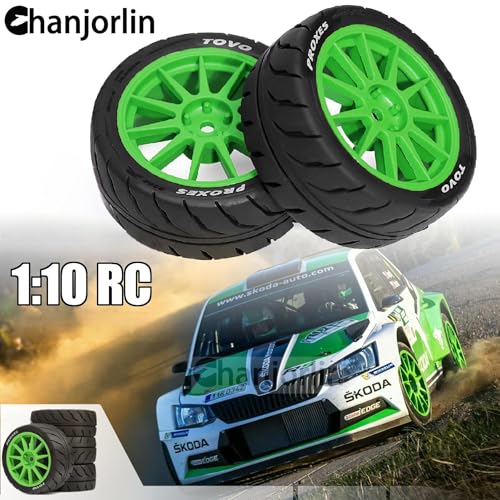 1/10 RC On Road Racing Tires and Wheels 12mm Hex OD 2.72'' RC Rally Street Tyres for 1:10 Scale Touring Drift Car Tamiya TT01 TT02 XV01 TA06 A959 PTG2 HPI KYOSHO HSP Traxxas 4PCS (White) - color: White