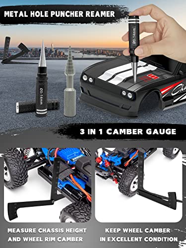 RC Tool Kit, Screwdriver Set (Flat, Phillips, Hex) RC Repair Tools - 27pcs | Include Screwdriver (Flat, Phillips, Hex), Work Stand, Screw, Pliers, Body Reamer, Wrench, Tray, Storage Rack (Black) - color: Black