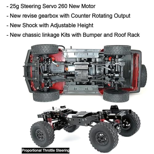 HLSFWDRIVE WPL C54-1 RC Rock Crawler 4x4 RC Truck Off Road RTR | 1/16 Scale RC Crawler All Terrain Proportional Control 260 Motor Upgraded Chassis Counter Rotating Gearbox Adult