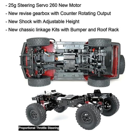 HLSFWDRIVE WPL C54-1 RC Rock Crawler 4x4 RC Truck Off Road RTR | 1/16 Scale RC Crawler All Terrain Proportional Control 260 Motor Upgraded Chassis Counter Rotating Gearbox Adult