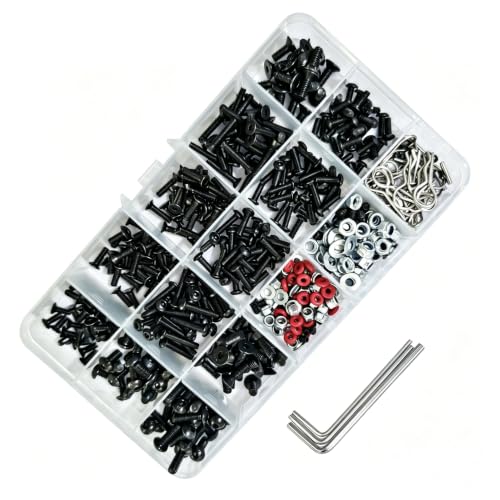 500pcs Universal RC Car Screw Kit Screws Assortment Set Hardware Fasteners Compatible with Axial Redcat HPI Arrma Losi 1/8 1/10 1/12 1/16 Scale RC Cars Trucks Crawler