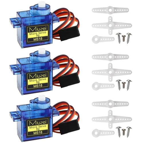 Sg90 9g Micro Servo Motor for Arduino RC Car Robot Boat Plane 3Pcs | Mini, Small, 9 Gram, Metal Gear, Digital, 180 Degree, Steering Servos for Rc Airplane Helicopter Robotic Arm Diy