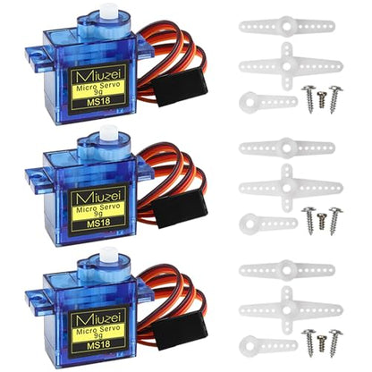 Sg90 9g Micro Servo Motor for Arduino RC Car Robot Boat Plane 3Pcs | Mini, Small, 9 Gram, Metal Gear, Digital, 180 Degree, Steering Servos for Rc Airplane Helicopter Robotic Arm Diy