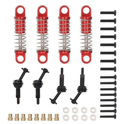 Aluminum Alloy Steering Knuckles Kit A-Arms Suspension Arm Rear Link Rod Shocks & Dogbones(CVD) Upgrade Parts Compatible with WLtoys K969 K979 K989 K999 P929 P939 284131 1/28 RC Car(Red) - color: Red