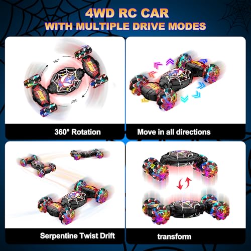Nikuku Gesture Sensing RC Stunt Car - 4WD Hand Controlled Remote Control Car with 360° Rotation, 2.4GHz Drift Toy for Kids Ages 6 7 8-12 13 Year Olds - Best Birthday Gifts for Boys Girls - color: Black
