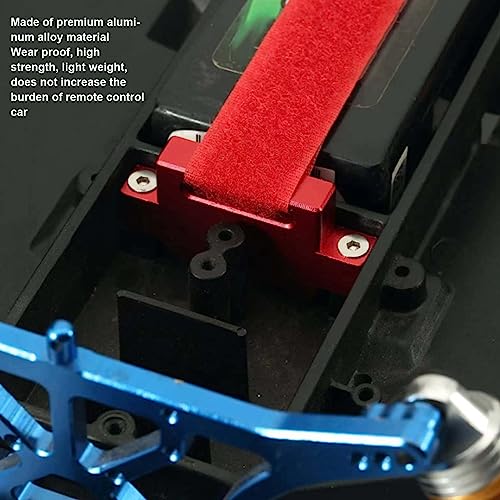 Tall Battery Holder Mount Hold Down for 1/10 Slash 2WD 5822 5822A Chassis, Aluminium Alloy RC Battery Mount Plate, Battery Holder Mount with Strap for 1/10 Slash (Red) - color: Red