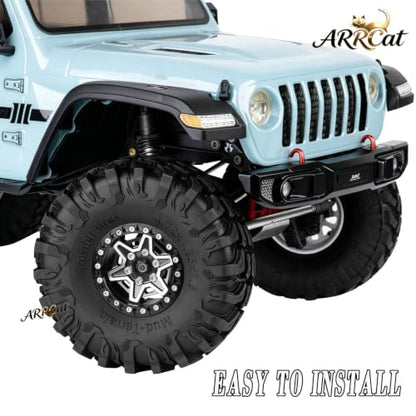 1.9 Beadlock Wheels Tires for 1/10 TRX4 TRX6 SCX10 SCX10 II 90046 SCX10 III AXI03007 SCX10 Pro Gen7/8 D90 VS4-10 MST CFX RC Crawler Car,RC Aluminium 1.9 Heavy Duty Rims and Rubber Tires,Black