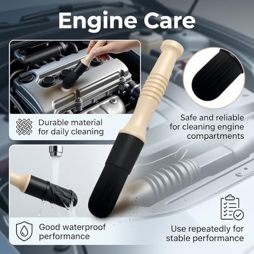 Car Parts Cleaning Brush,Long Handle & Stiff Bristles Parts Washer Brush for Daily Care,Versatile Car Detailing Brushes for Cleaning Wheel Bearing/Engine Part/Cars Interior Exterior