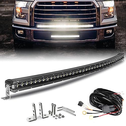 BraveWAY LED Light Bar Curved 44 Inch Single Row Offroad Lighting Driving Lightbar Spot Flood Combo Beam LED Work Light for Trucks UTV ATV SUV 4WD 4X4 Pickup - size: 44 Inch