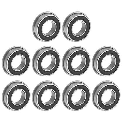 uxcell F6800-2RS Flanged Ball Bearing 10x19x5mm Double Sealed Chrome Steel Flange Bearings, 10pcs - size: F6800-2RS