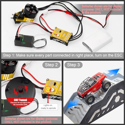 GOUPRC 2204 2400KV Brushless Outrunner Motor with Transmission & 30A Brushless Mini Esc for SCX24 Axial 1/24 Remote Control Car Truck Crawler Black & Gold - color: Black Gold