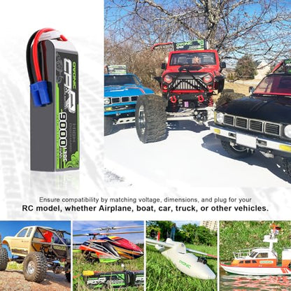 OVONIC 3S LiPo Battery 9000mAh 11.1V 130C RC Battery with EC5 Connector (2 Pack)