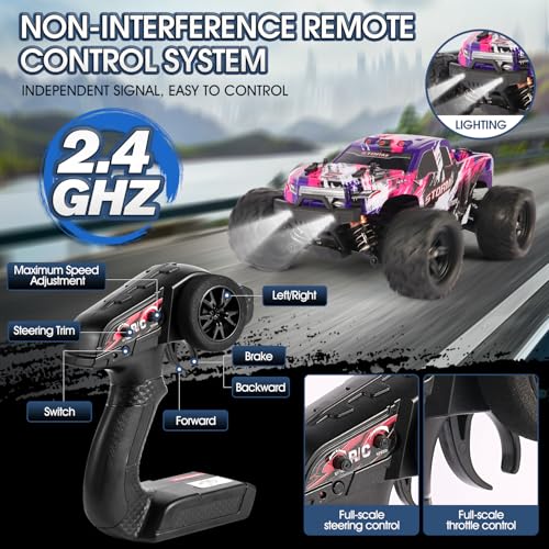 1:18 Scale RC Cars for Adults, 40KM/H Fast RC Cars 2.4Ghz Remote Control Car, 4X4 Off-Road Waterproof Monster RC Truck, Remote Control Truck with 2 Shells and 2 Rechargeable Batteries