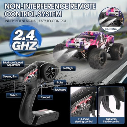 1:18 Scale RC Cars for Adults, 40KM/H Fast RC Cars 2.4Ghz Remote Control Car, 4X4 Off-Road Waterproof Monster RC Truck, Remote Control Truck with 2 Shells and 2 Rechargeable Batteries
