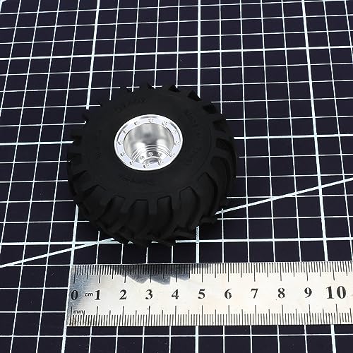 RCAWD Alloy TRX4M Monster Truck Wheel And Tires for 1/18 TRX4M Series Upgrades Part Silver - color: Silver