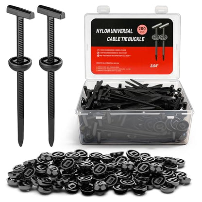 200PC Upgraded Nylon Cable Tie Buckle Universal Heavy Duty Self-Locking Automotive Fasteners for Bumper Fender LinerDoor Panel Push Pin Rivet & Trim Retainer Clip Replacement - color: 200PC Black