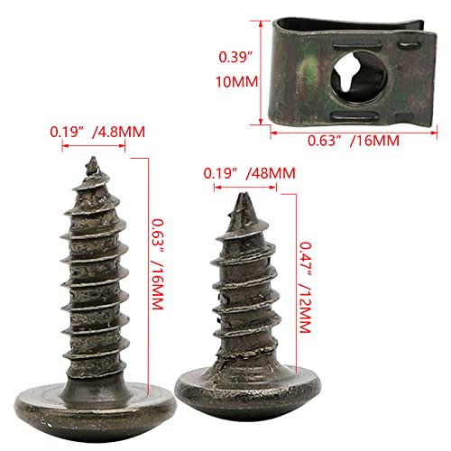 Minho 200Pcs Automotive U Tape Clip Fastener Kit, 50Pcs #10 x 1/2" Self-Tapping Screw +50Pcs #10 x 5/8" Self-Tapping Screw +100Pcs U Tape Clips,Metal Body Shell Panel Plate Bracket Fastener - style: Self-tapping Screw+U Tape Clips 200PCS