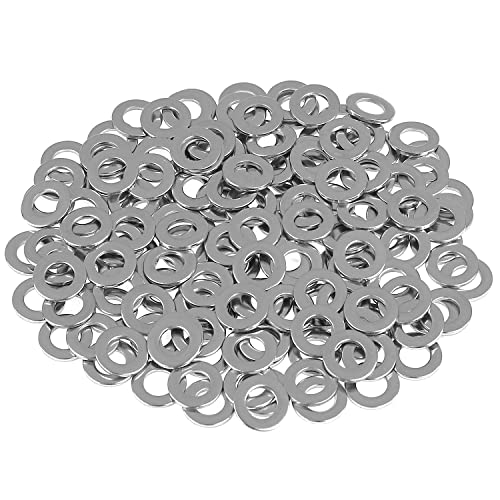 HELIFOUNER 200 Pieces M5 Flat Washers, 304 Stainless Steel, Inner Diameter 5mm, Outer Diameter 10mm, Thickness 1.0mm, Fender Washers, Metal Washers for Screws Bolts - size: M5
