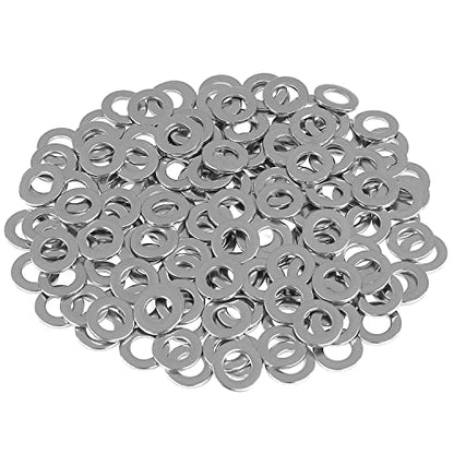 HELIFOUNER 200 Pieces M5 Flat Washers, 304 Stainless Steel, Inner Diameter 5mm, Outer Diameter 10mm, Thickness 1.0mm, Fender Washers, Metal Washers for Screws Bolts - size: M5