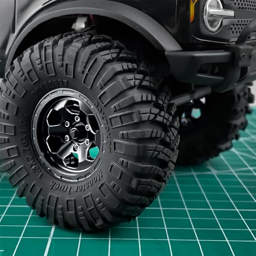 RCLIONS Aluminium 1.3" Beadlock Wheel Rims for 1/18 TRX4M 1/24 SCX24 RC Crawler Car Upgrade Parts - color: Black