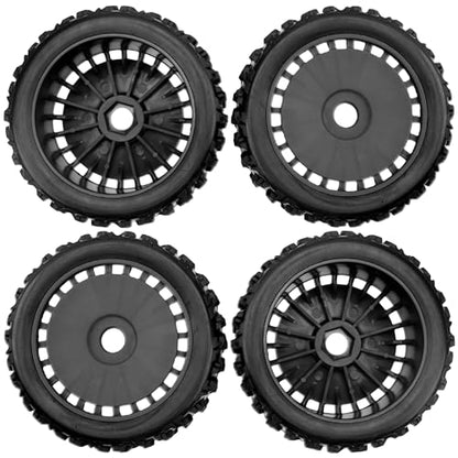 ShareGoo OD 4.64" 1/8 RC Buggy Rubber Tires w/Plastic Wheel Rims 17mm Hex Compatible with Arrma 1/8 Typhon 6S 3S BLX Talion 6S BLX Redcat Team Losi HPI HSP Kyosho MP10 1/8 Off-Road RC Buggy (Black) - color: Black