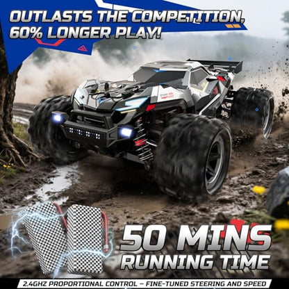 DEERC Brushless Fast RC Cars for Adults, 55KM/H, Compatible with 3S Battery | 1:18 Off-Road RC Truck, All Terrain 4x4 Racing Mecha Car, 50 Mins, Waterproof Remote Control Monster Truck, 308E