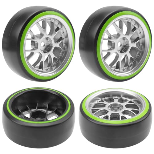 Hard Plastic Wheel Rims & Plastic Tires 12mm Hex Y-Shape Compatible with Traxxas HSP Tamiya Kyosho Himoto WLtoys Redcat 1/10 RC Drift Car