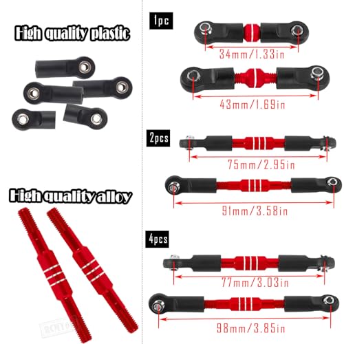 Upgrades Part for 1/10 Slash 4x4 VXL,Alloy Suspension Arm,Shock Absorber,Caster Block,Steering Blocks,Stub Axle Carriers,Steering Bellcranks,Shock Tower,Body Mounts,Drive Shaft,Links,Red - color: Red - (1 Set)