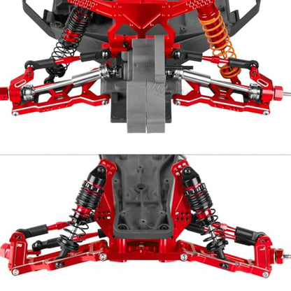 Upgrades Parts for 1/10 Slash VXL 2WD/Stampede VXL 2WD/Rustler VXL 2WD/Bandit VXL 2WD,Aluminum Front Steering Block Knuckles & C-Hubs Caster Blocks & Rear Hubs Hops Up,Red - color: Red(upgrades Parts)