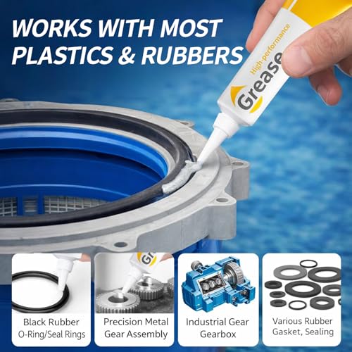 2oz Silicone Grease Lubricant for O-Rings, Plumbing, Faucet, Waterproof Multi-Purpose Silicone Grease for Rubber Seals, Gaskets, Water Filter, Pool Equipment, Appliance Maintenance