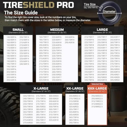 TIRESHIELD PRO Trailer Tire Covers (Set of 2) - Heavy Duty All-Weather UV-Resistant Protective Wheel Covers w/StormLock-System - Year-Round Protection for Your Trailer Tires w/ 39-42" Diameter - size: XXX-Large - Fits Tire Diameters 39-42", style: TIRESHI