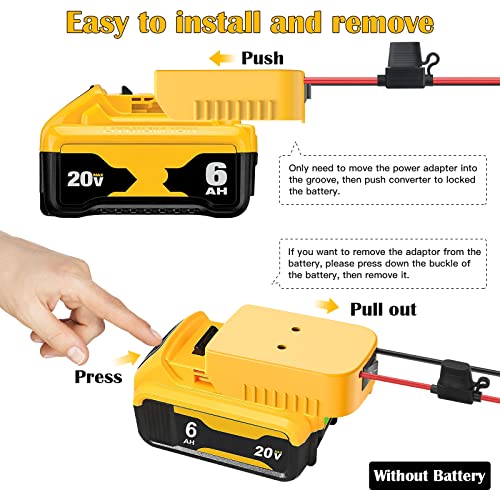 Power Wheels Adapter for Dewalt 20V Battery Adapter Power Wheels Battery Conversion Kit with Switch, Fuse & Wire Terminals, 12AWG Wire, Power Connector for DIY Ride On Truck, RC Car Toys and Robotics - size: 1 Pack