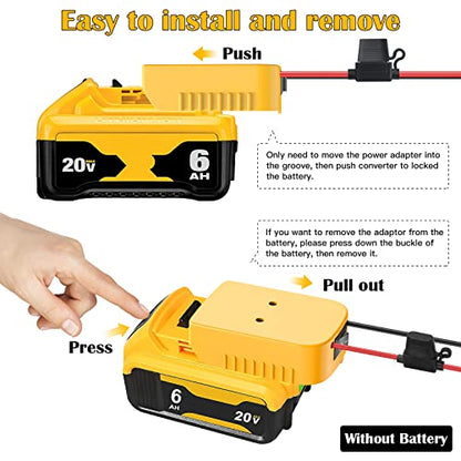 Power Wheels Adapter for Dewalt 20V Battery Adapter Power Wheels Battery Conversion Kit with Switch, Fuse & Wire Terminals, 12AWG Wire, Power Connector for DIY Ride On Truck, RC Car Toys and Robotics - size: 1 Pack